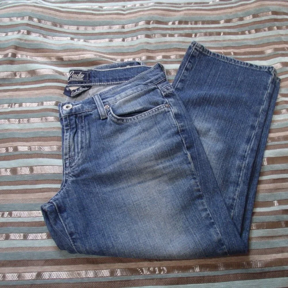 Lucky Brand Classic Rider Crop Capri Jeans Med Blue Wash Sz 4 - Picture 5 of 6